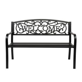 50" Outdoor Welcome Backrest Cast Iron & PVC Bench