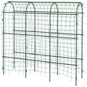 Metal Garden Trellis, Arch Trellis for Climbing Plants Outdoor, A-Frame, with Climbing Net, 17" x 72" x 72", Green
