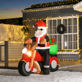 Santa on Motorcycle Inflatable Christmas Decoration