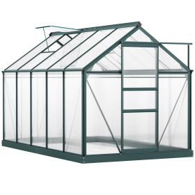 Outsunny 6' x 10' Greenhouse for Outdoors, Polycarbonate Greenhouse with Rain Gutter and Roof Vent