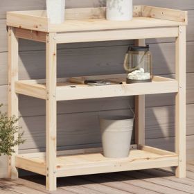 Potting Table with Shelves 32.5"x17.7"x34.1" Solid Wood Pine