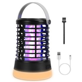 1Pc 4 In 1 Bug Zapper Light Rechargeable Mosquito Zapper For Indoor Outdoor Waterproof Mosquito Killer Lamp With 3 Lighting Modes For Patio Yard Home (Color: Black)
