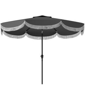 9FT Patio Umbrella,  Outdoor Market Umbrella With Crank, 8 Ribs, Push Button Tilt, Vented Patio Table Umbrella For Deck Backyard Lawn, Charcoal Gray (Option: Charcoal Gray)