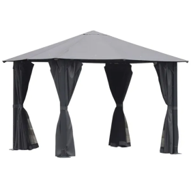 10ft X 10ft Patio Gazebo-Black-AS (Color: Grey)