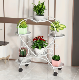 Heart-shaped Flower Pot Rack (Color: White)