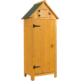 30.3L X 21.3W X 70.5H Outdoor Storage Cabinet Tool Shed Wooden Garden Shed Natural (Option: Natural)