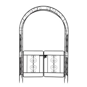 7ft, Black, Double-decked, Rounded Roof, With Door, Wrought Iron, Iron Arch, Courtyard (Color: Black)