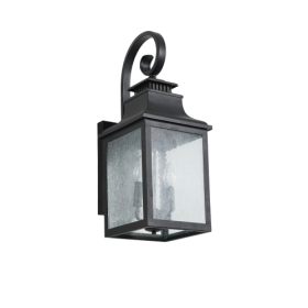 Large Outdoor Wall Light With Glass Supports Many Types Of Bulbs In 1 Pack (Color: Black)