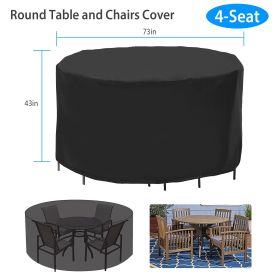 Circular Table Cover UV Water Resistant Outdoor Furniture Protector For Small Round Table Chairs Set 4 Seat And 6 Seat Options (Option: 4 Seat Cover)