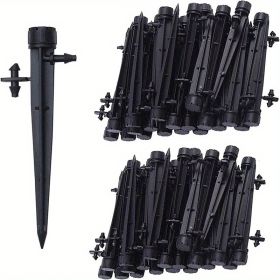 20pcs/50pcs Drip Emitters Perfect For 4/7mm Tube PE Pipe; 8 Holes; Adjustable 360 Degree Water Flow Irrigation Drippers On Stake For Flower Bed; (Quantity: 20pcs, Color: Black)