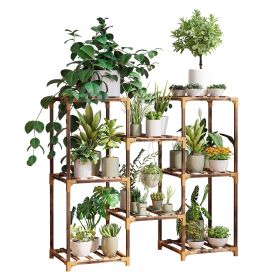 Plant Stand Indoor, Outdoor Wood Plant Stands for Multiple Plants, Plant Shelf Ladder Table Plant Pot Stand for Living Room, Patio, Balcony (Color: as Pic)