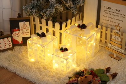3 Christmas Packages, LED light foldable decoration indoor and outdoor (Style: White mesh)