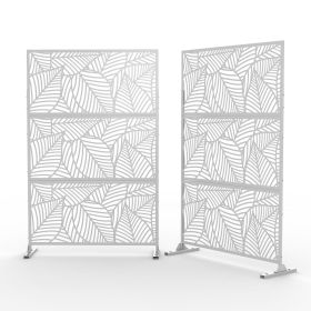 6.5 ft. H x 4 ft. W Patio Laser Cut Metal Privacy Screen;  24"*48"*3 panels (Material: Galvanized steel, Color: White)