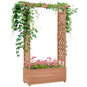 Outsunny Raised Garden Bed with Arch Trellis for Vine Climbing Plants, Hanging Flowers (Color: as Pic)