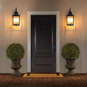 Large Outdoor Glass Wall Light Supports Many Types Of Bulbs -2 Packs (Color: Black)