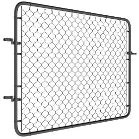 Garden Gate Chain Link Fence Gate, Galvanized Steel Garden Door For Yard Entrance Way, 47.2 X 70.9 In., Black (Color: Black)